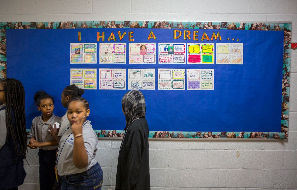 Students at Wister Elementary (Jessica Kourkounis/WHYY)