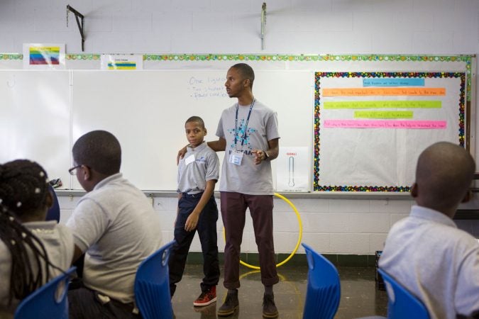 Bahir Hayes was selected by Jovan to be the fifth-grade teacher leader. (Jessica Kourkounis/WHYY)