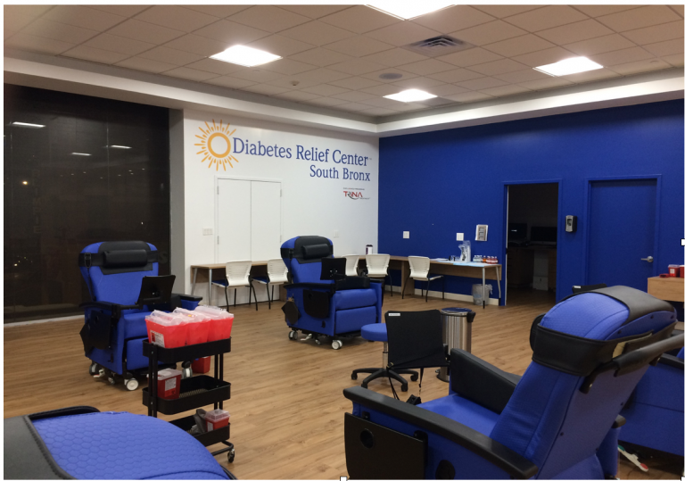 The treatment room of the Diabetes Relief Center in the South Bronx. The clinic says its treatment can help ease complications related to diabetes. (Miamichelle Abad)