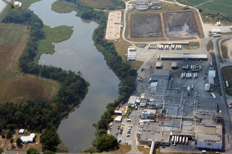An aerial image of Mountaire's Millsboro facility is included in the Delaware Center for the Inland Bays report about water contamination caused by the facility. (Courtesy Delaware Center for the Inland Bays)