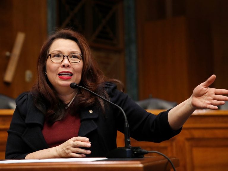 Sen. Tammy Duckworth, seen here in February on Capitol Hill, announced the birth of a daughter, making her the first U.S. senator to give birth while in office. (Alex Brandon/AP)