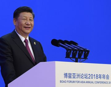 In this photo released by Xinhua News Agency, Chinese President Xi Jinping delivers his opening speech at the Boao Forum for Asia Annual Conference in Boao in south China's Hainan province, on Tuesday.