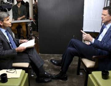 In this image released by ABC News, correspondent George Stephanopoulos, left, appears with former FBI director James Comey for a taped interview that aired during a primetime 20/20 special on Sunday.