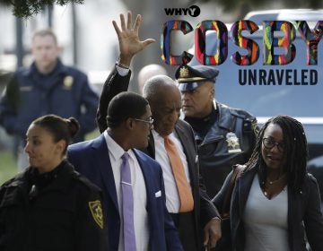 Bill Cosby waves as he arrives for his sexual assault trial, Tuesday, April 10, 2018, at the Montgomery County Courthouse in Norristown, Pa. (