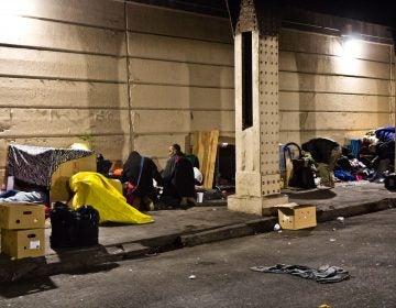 Since the cleanup of the Conrail tracks in Kensginton, many living there have moved to live beneath the overpass at Emerald and Lehigh Streets. (Kimberly Paynter/WHYY)