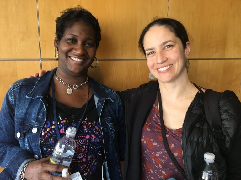 Catherine Price has Type I diabetes, Keysha Brooker has Type II. Over the course of an hour, they shared with one another how diabetes has defined them and impacted their lives. (Elana Gordon/WHYY)