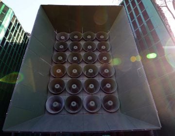 South Korea's speaker array, located at a military base near its border with the North. The South Korean Ministry of Defense announced on Monday it would cease propagandistic broadcasts of K-pop and other audio.
(Pool/Getty Images)