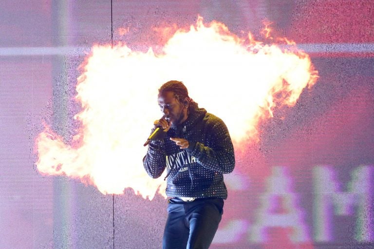 Kendrick Lamar, whose album DAMN. won this year's Pulitzer Prize for music, performs in London earlier this year.. Daniel Leal-Olivas/AFP/Getty Images