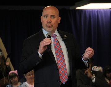 South Jersey Republican U.S. Rep. Tom MacArthur at a town hall in Willingboro, May 10, 2017. (Emma Lee/WHYY)