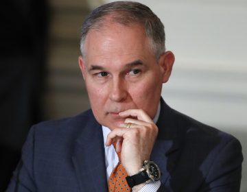 Environmental Protection Agency Administrator Scott Pruitt attends a meeting with state and local officials and President Donald Trump about infrastructure in the State Dining Room of the White House in Washington, Monday, Feb. 12, 2018. (AP Photo/Carolyn Kaster)