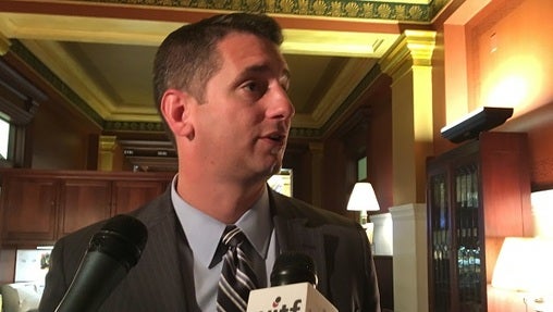 House Majority Leader Dave Reed speaks to reporters. (Katie Meyer/WITF)