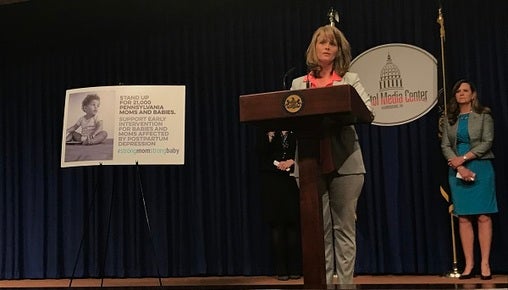 Kim Manfredi, who struggled with postpartum depression, said earlier intervention might have kept her son from needing as much special education as he does. (Katie Meyer/WITF)