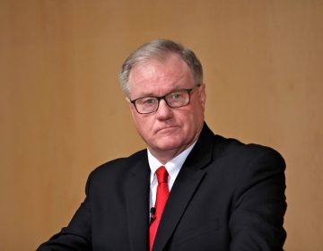 Republican nominee for governor of Pennsylvania, Scott Wagner, participates in a primary debate at the National Constitution Center. (Emma Lee/WHYY)