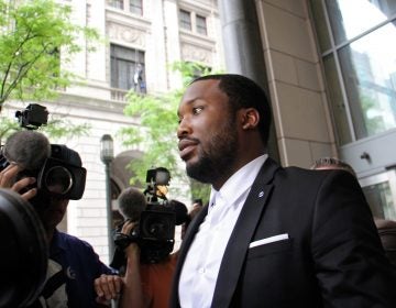 Rapper Meek Mill leaves Philadelphia's Criminal Justice Center Wednesday morning, May 30, 2018, where his request for a new judge was denied.