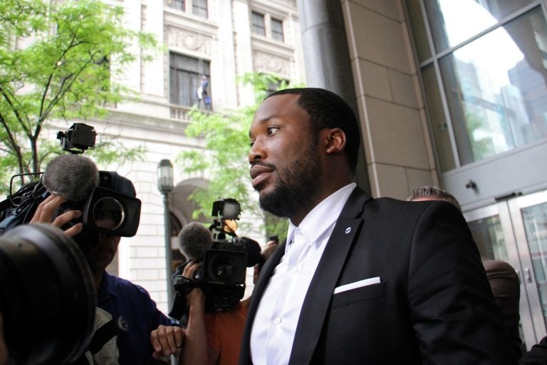 Rapper Meek Mill leaves Philadelphia's Criminal Justice Center Wednesday morning, May 30, 2018, where his request for a new judge was denied.