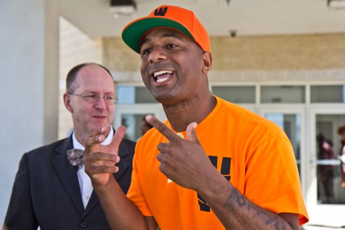 Wallace Peebles, a formerly incarcerated criminal justice activist, came to the Philadelphia Safe Return event to “make sure no one gets arrested” before endorsing the event on his Instagram page. (Kimberly Paynter/WHYY)
