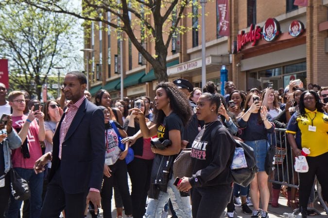 Ciara encouraged graduating seniors at College Signing Day in Philadelphia. (Kimberly Paynter/WHYY)