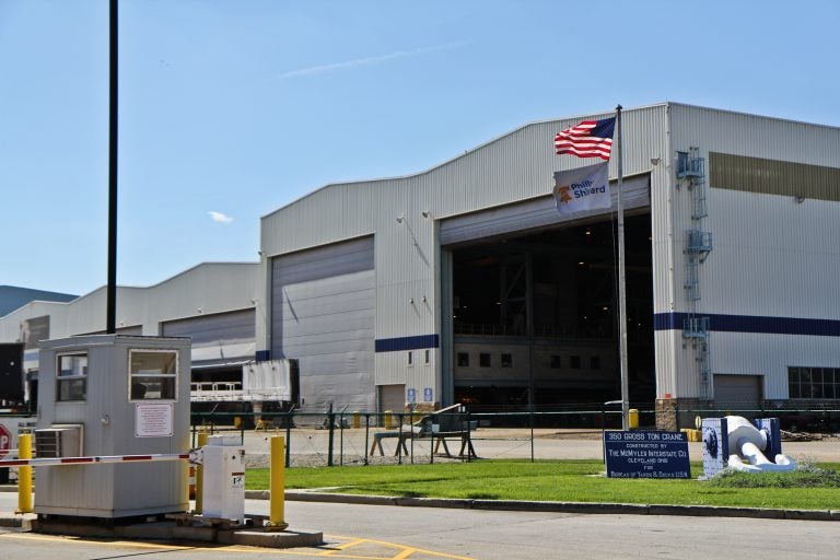 The Aker Philadelphia Shipyard at the Navy Yard in South Philadelphia. (Kimberly Paynter/WHYY)