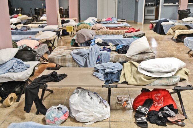The shelter at Kensington Avenue and Willard Street opens at 6 p.m. daily. (Kimberly Paynter/WHYY)