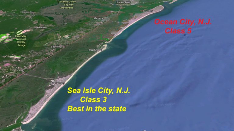 Sea Isle City leads the state in qualifying for the biggest flood insurance discounts. (Google Earth maps)