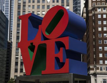 Shown is the Robert Indiana sculpture 