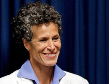 Bill Cosby accuser Andrea Constand smiles as she listens during a news conference after Cosby was found guilty in his sexual assault retrial in Norristown, Pa. (AP Photo/Matt Slocum)