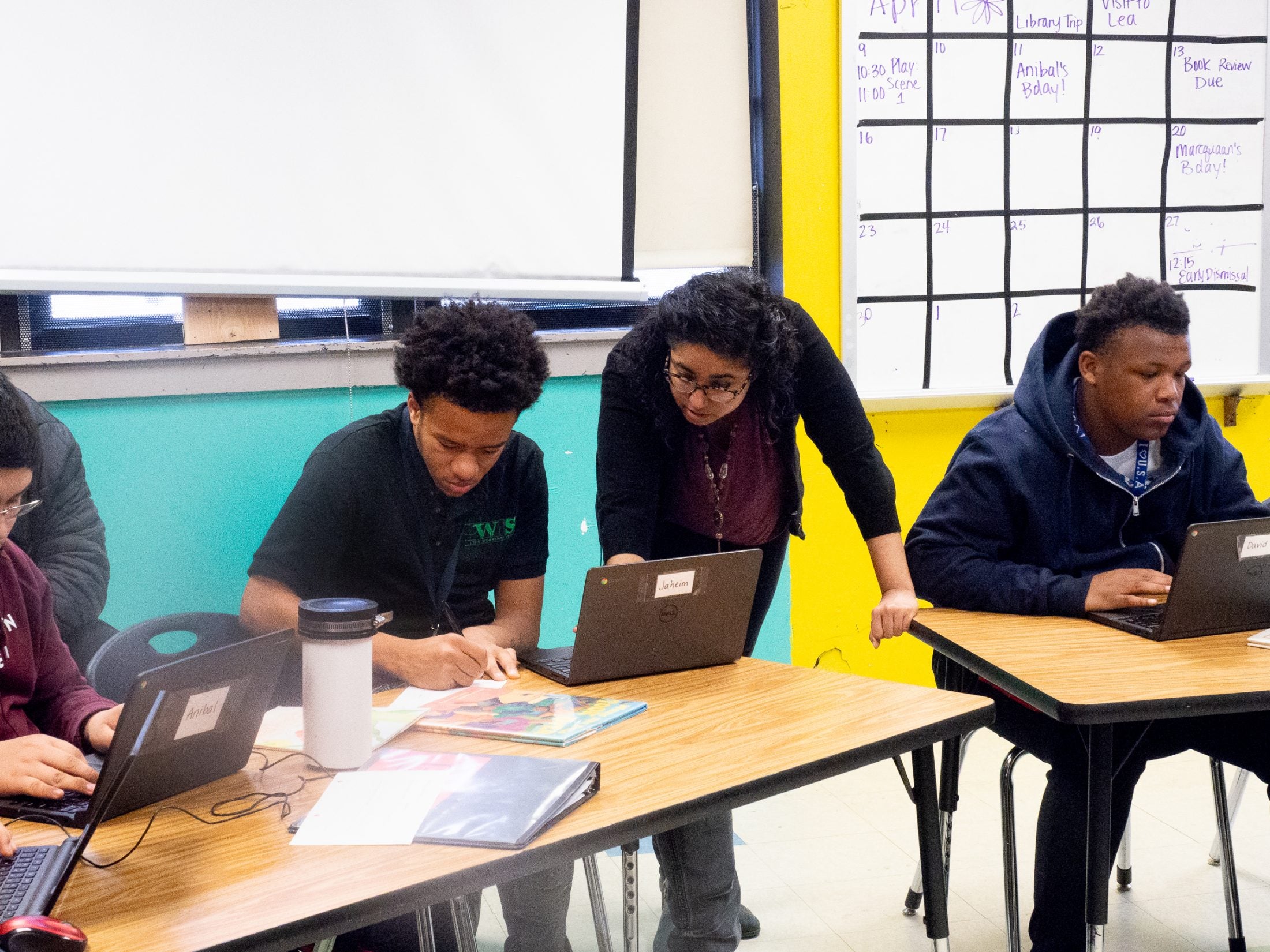 At The Workshop School, English teacher Swetha Narasimhan works with ninth-graders on a project in which they create an original children’s book.