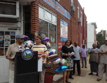 Business owners Bennie and Esther Broomer were honored with a street-naming ceremony. (Zoe Read/WHYY)