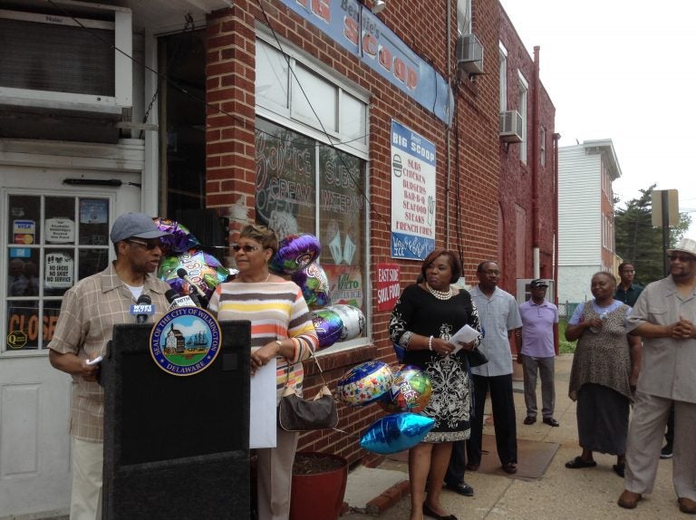 Business owners Bennie and Esther Broomer were honored with a street-naming ceremony. (Zoe Read/WHYY)