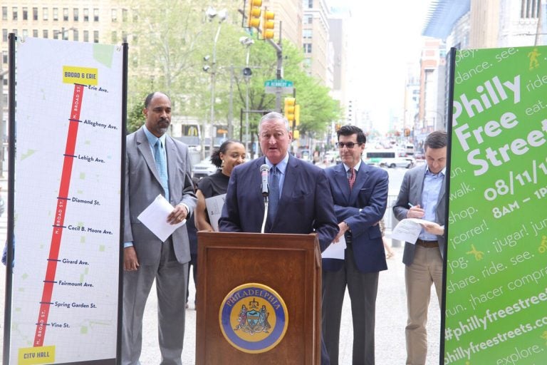 Mayor Jim Kenney announces the 2018 Philly Free Streets route — North Broad Street from City Hall up to Erie Avenue. (City of Philadelphia)