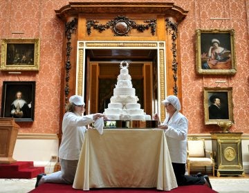 A slice of cake from the 2011 wedding of Prince William and Kate Middleton will be sold by Julien's Auctions in June. Pieces of four other royal wedding cakes also will be auctioned off. (John Stillwell/AP)