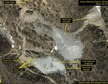 This satellite image portraying the Punggye-ri nuclear test site in North Korea was released and notated by Airbus Defense & Space and 38 North in March. North Korea says it will dismantle its nuclear test site between May 23 and 25. (AP)