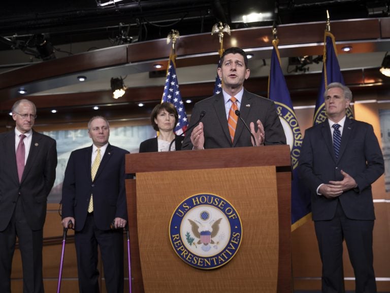 House Speaker Paul Ryan praises the Agriculture Committee’s work on the farm bill at a press conference on Wednesday. He was joined by (from left) committee Chairman Mike Conaway, House Majority Whip Steve Scalise, Rep. Cathy McMorris Rodgers and Majority Leader Kevin McCarthy. House Speaker Paul Ryan praises the Agriculture Committee's work on the farm bill at a press conference on Wednesday. He was joined by (from left) committee Chairman Mike Conaway, House Majority Whip Steve Scalise, Rep. Cathy McMorris Rodgers and Majority Leader Kevin McCarthy. (J. Scott Applewhite/AP)