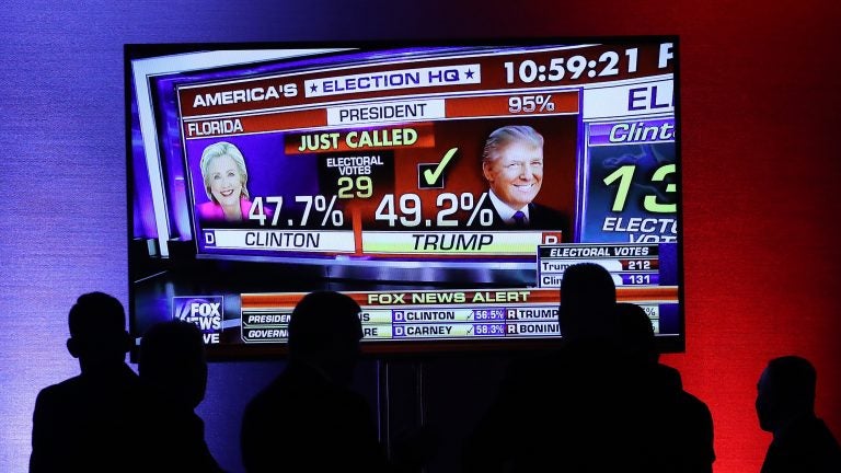 Supporters of Republican presidential nominee Donald Trump watchÂ as Fox News projectsÂ him the winner in FloridaÂ on Nov. 8, 2016. Fox is joining the Associated Press in a new experiment to measure voter preferences, that willÂ be key to their projections onÂ Election Night inÂ