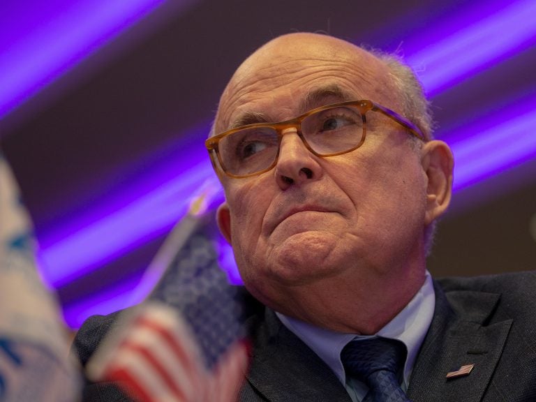 The latest appointee to President Donald Trump's legal team and former Mayor of New York City Rudy Giuliani attends the Conference on Iran on Saturday in Washington, D