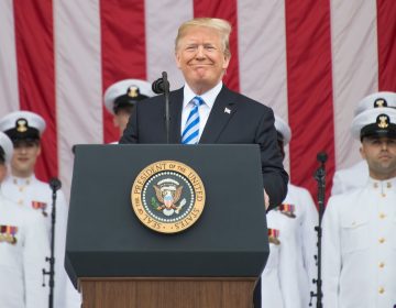 President Trump marks Memorial Day with a speech at Arlington National Cemetery on Monday.