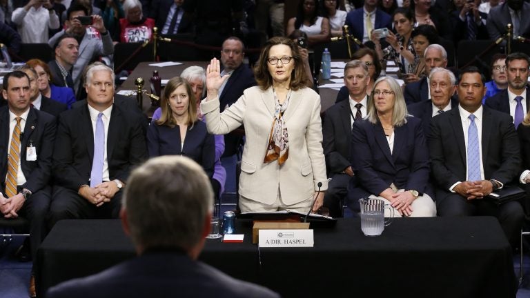 Gina Haspel is sworn in to testify at her confirmation hearing before the Senate intelligence committee in Washington on May 9. The full Senate on Thursday confirmed Haspel as CIA director, making her the first woman to hold the job. (Alex Brandon/AP)