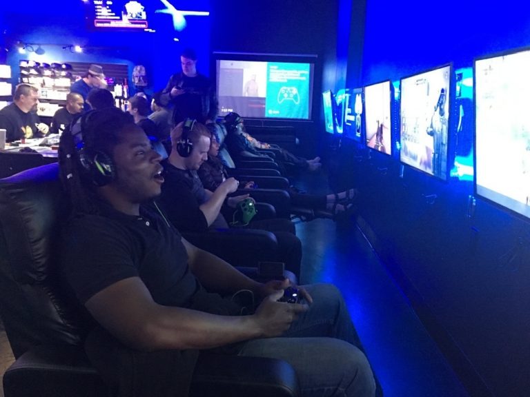 Horatio Monroe of Tracy, Calif. comes to PLAYlive Nation to play Fortnite every day after work. He says it relaxes him. (Adhiti Bandlamudi/Capital Public Radio)