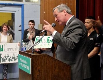 Mayor Kenney pitches sugary drink tax as key for his Pre-K and Rebuild initiatives, March 2016 (Emma Lee/WHYY)