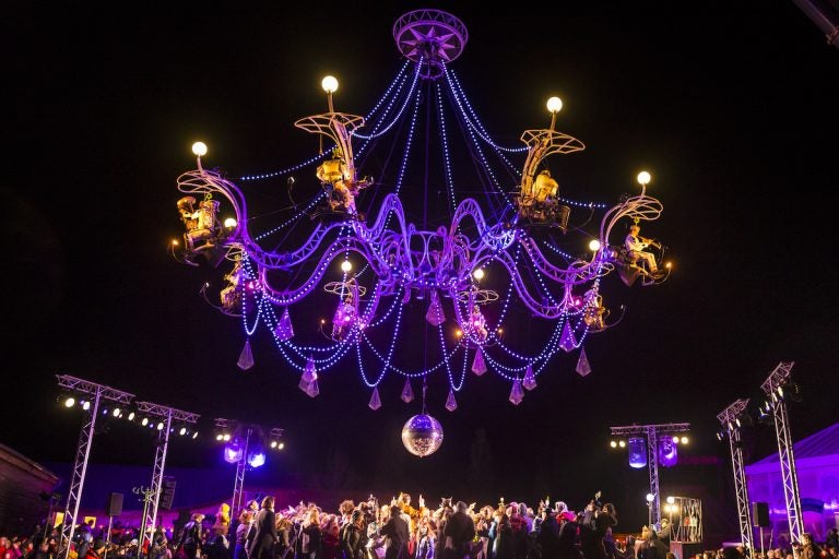 Yes, that's a dance party below a giant chandelier. (Image courtesy of Juan Robert)