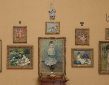 The west wall of Room 13 at the Barnes Foundation is covered with Renoir paintings.