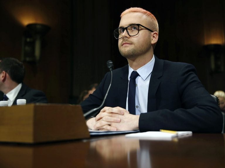 Christopher Wylie, former Cambridge Analytica employee, prepares to testify before the Senate Judiciary Committee on Wednesday. (Stringer/Reuters)