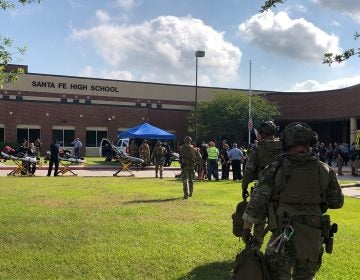 Law enforcement officers are responding to Santa Fe High School following a shooting incident in this Harris County Sheriff office, Santa Fe, Texas, U.S., photo released on May 18, 2018. (Courtesy HCSO/Handout/REUTERS)