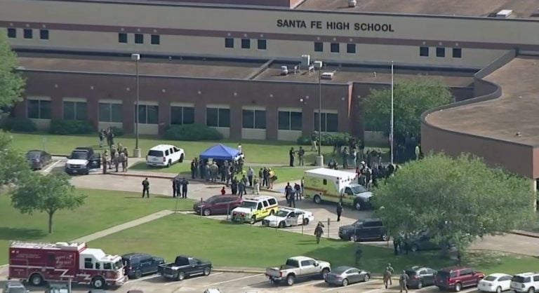 Aerial of Santa Fe High School in Texas.