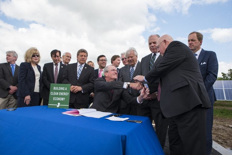 Gov. Phil Murphy signs legislation committing up to $300 million a year from New Jersey ratepayers to three nuclear power plants in Salem County.  The subsidy is needed to keep the plants functioning in light of increasing competition from natural gas-generated energy. (Phil Murphy/WHYY)