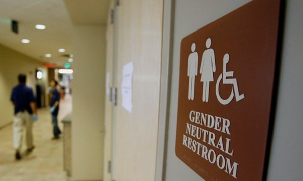 A sign marks the entrance to a gender-neutral restroom at the University of Vermont in Burlington, Vt. (Toby Talbot/AP Photo, file)