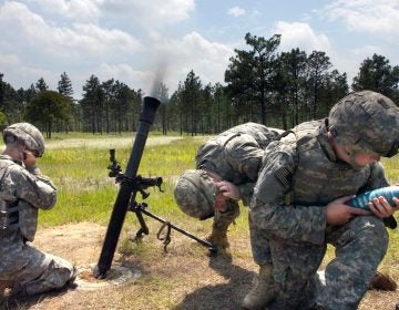 A mortar crew with Mortar Platoon, Headquarters and Headquarters Company, 2nd Battalion, 504th Parachute Infantry Regiment, 1st Brigade Combat Team, 82d Airborne Division, operates a 81 mm mortar for the brigades Walk and Shoot, a live-fire exercise to train platoon leaders and forward observers of the brigades maneuver battalions on an artillery range at Fort Bragg, N.C., June 9  11, 2009. (U.S. Army photo by Spc. Michael J. MacLeod)