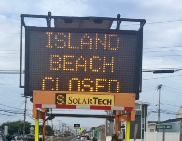 A sign advising of the Island Beach State Park closure due to the state budget impasse on Saturday, July 1, 2017. (Photo courtesy of Dennis Auciello)