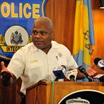 Philadelphia Police Captain Sekou Kinebrew explains the department's new policy, which gives supervisers discretion when dealing with defiant trespass at Center City businesses. (Emma Lee/WHYY)