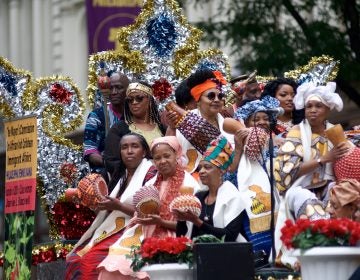 A float travels through Center City during the annual Juneteenth parade. (Bastiaan Slabbers for WHYY)